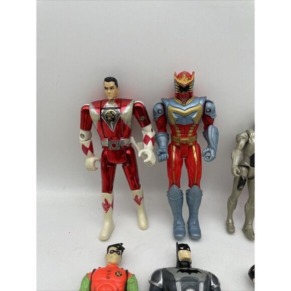 Lot of 8 Action Figures Power Rangers Iron Man Superman Batman Robin & more